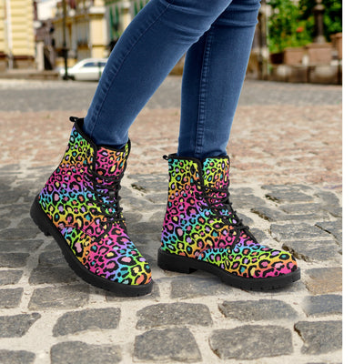 Rainbow Leopard Unisex Boots Offbeat Sweetie