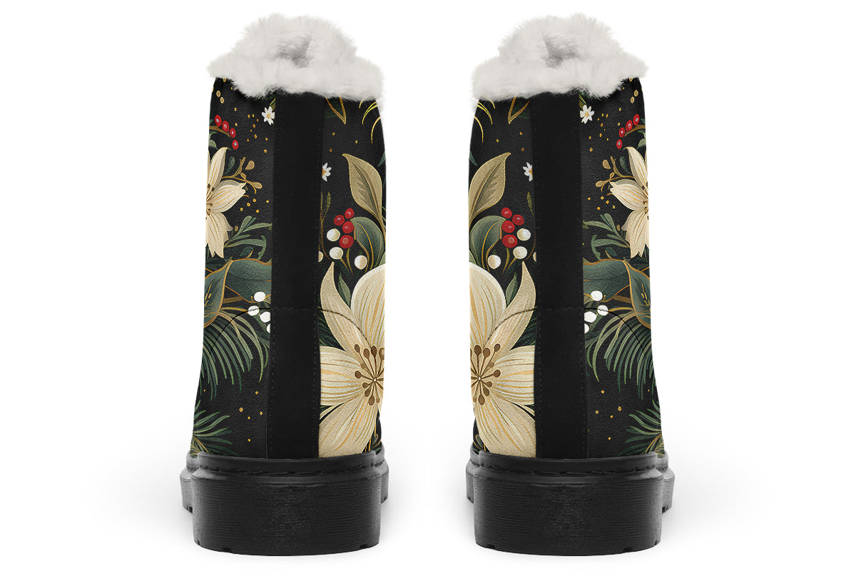 Christmas Flora Faux Fur Boots - Offbeat Sweetie