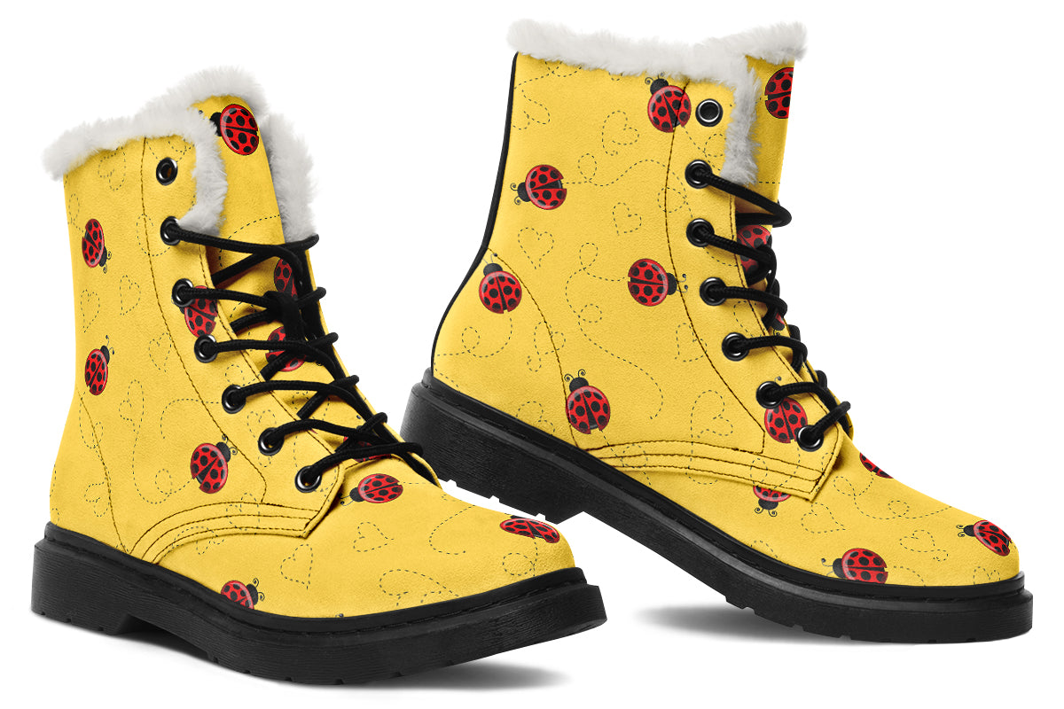 Lovely Ladybugs Faux Fur Boots – Offbeat Sweetie