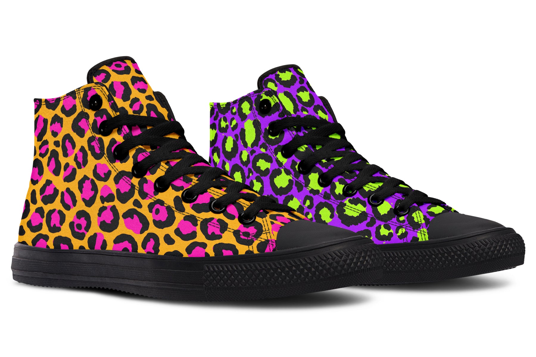 Vivid Safari x Zombie Leopard Mismatch High Tops – Offbeat Sweetie