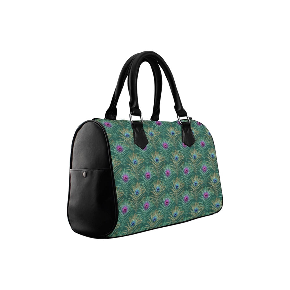 Peacock Feathers Boston Handbag - Offbeat Sweetie