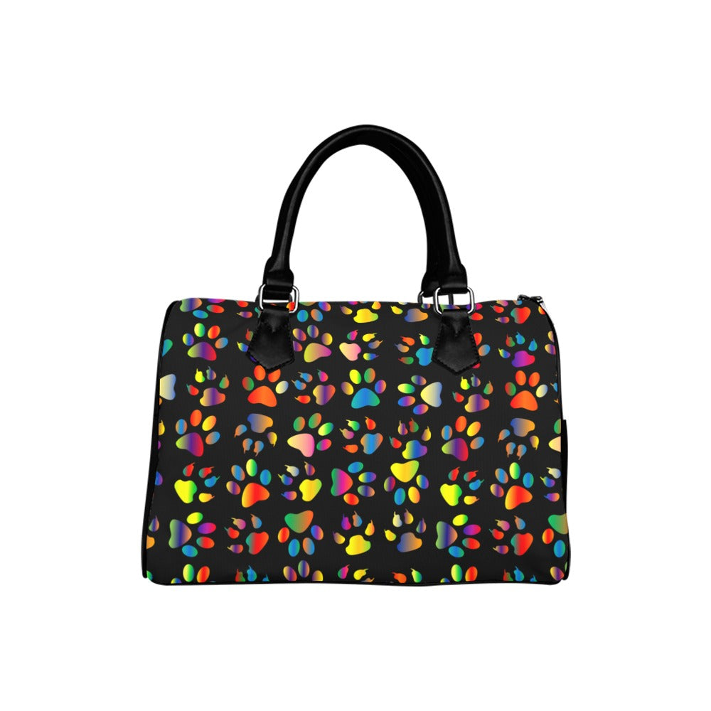 Rainbow Paw Prints Boston Handbag - Offbeat Sweetie
