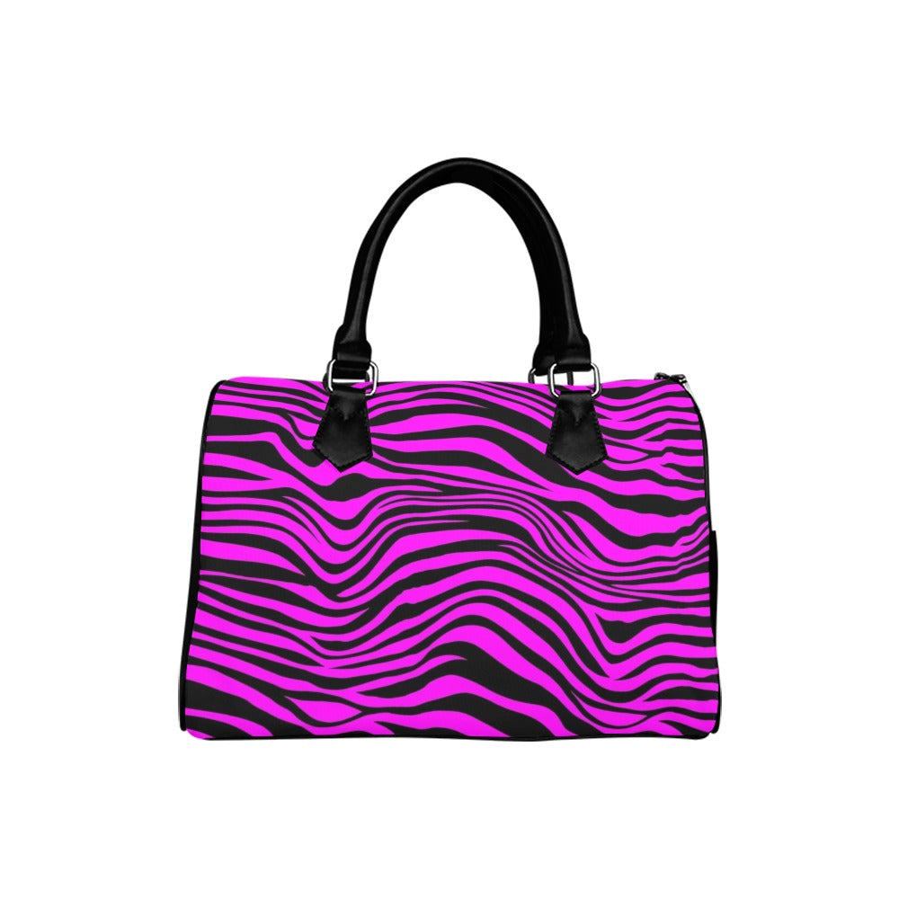 Neon Zebra Fuchsia Boston Handbag
