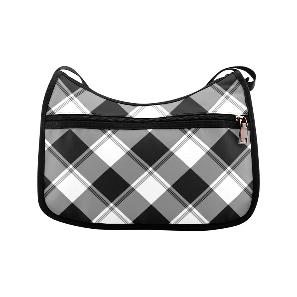 Black And White Plaid Crossbody Bag