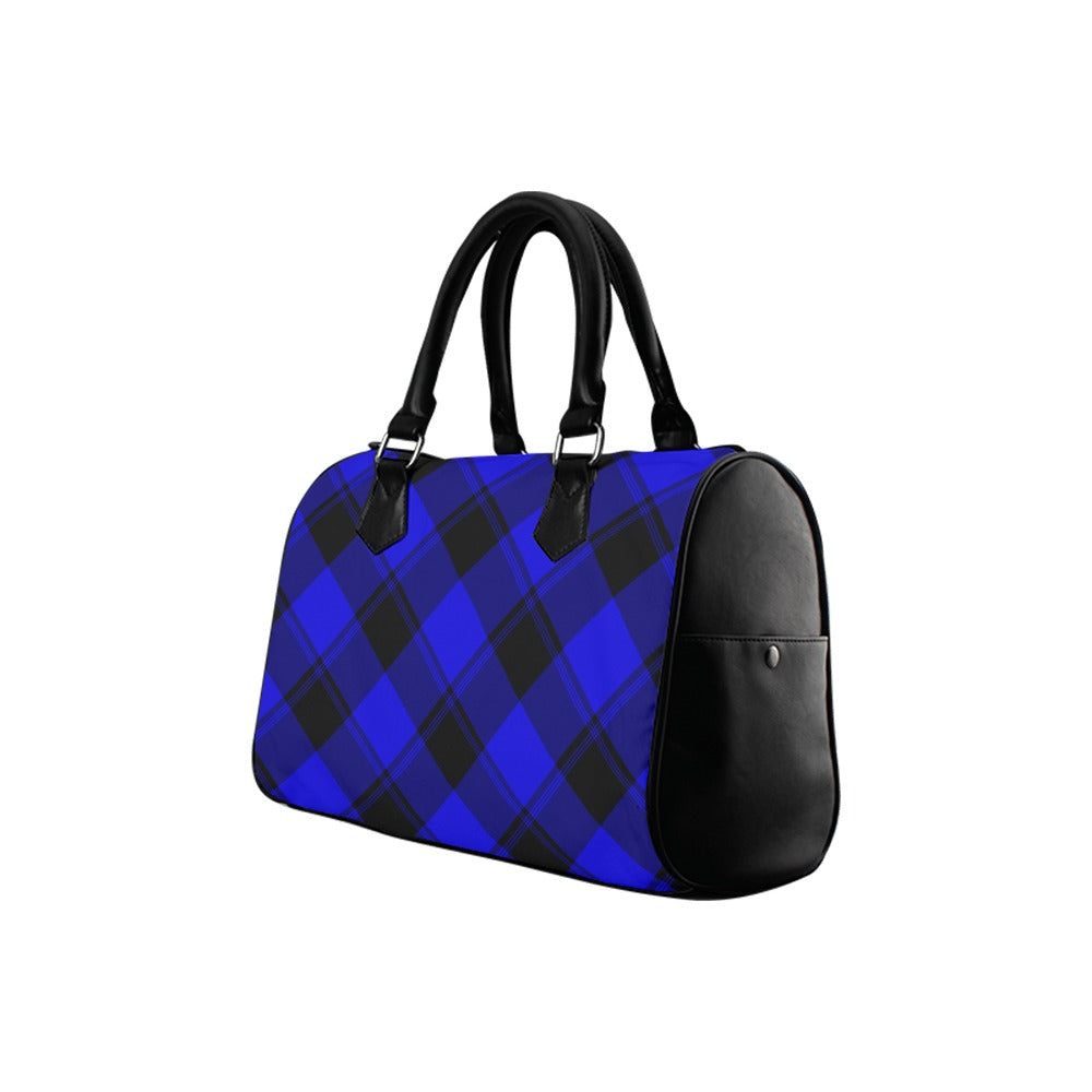 Vivid Blue Plaid Boston Handbag