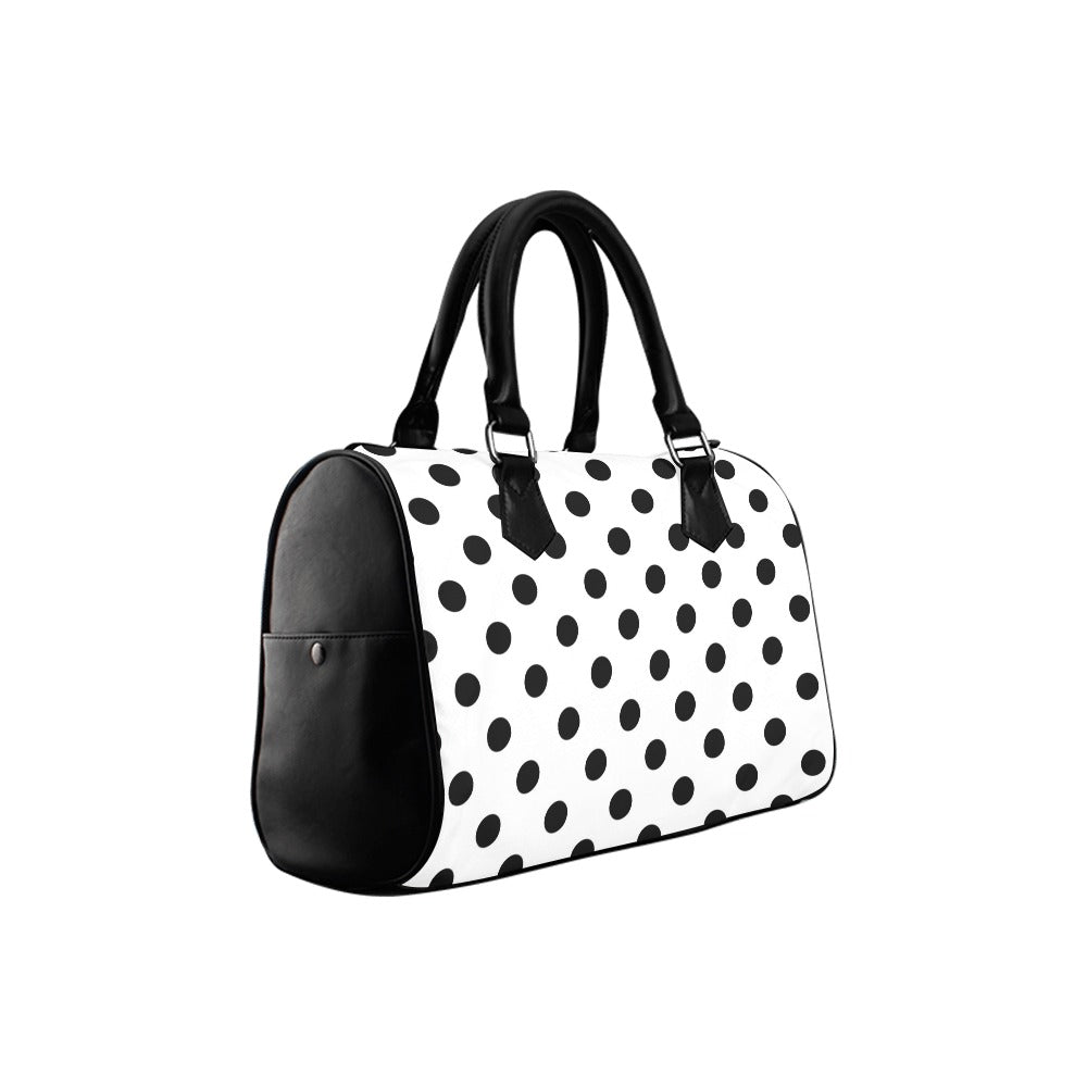 Marshmallow White Polka Dot Boston Handbag