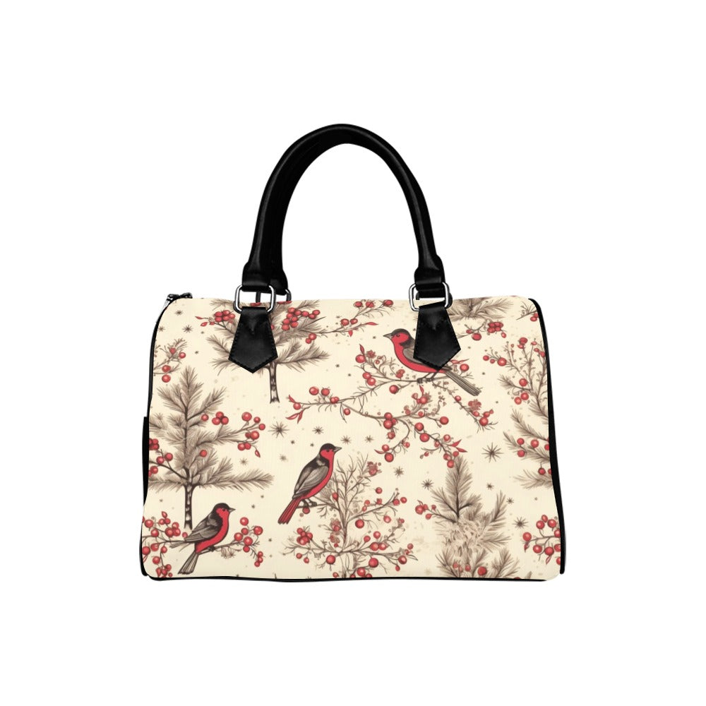 Christmas Birds Boston Handbag - Offbeat Sweetie