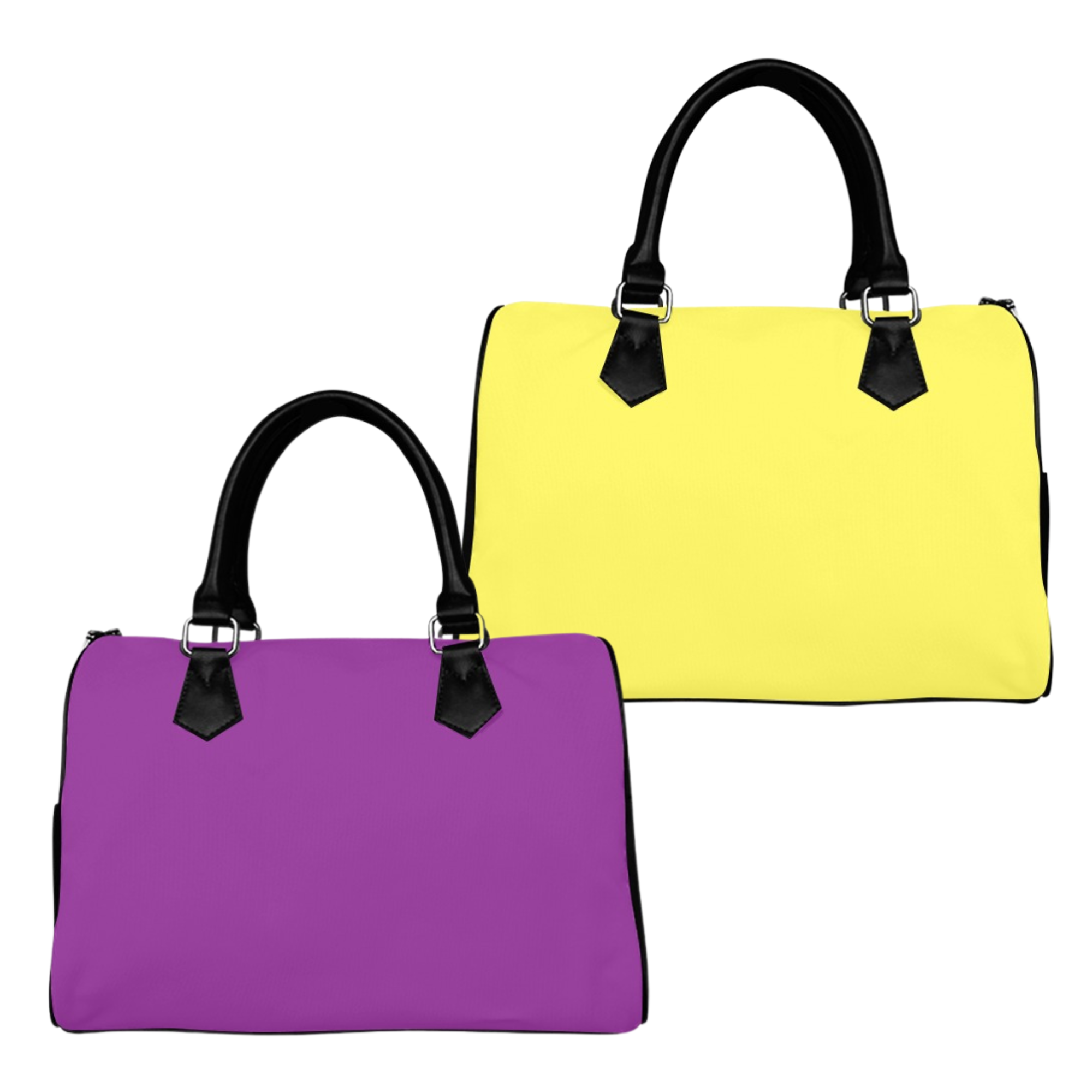 Yellow And Purple Mismatch Boston Handbag - Offbeat Sweetie
