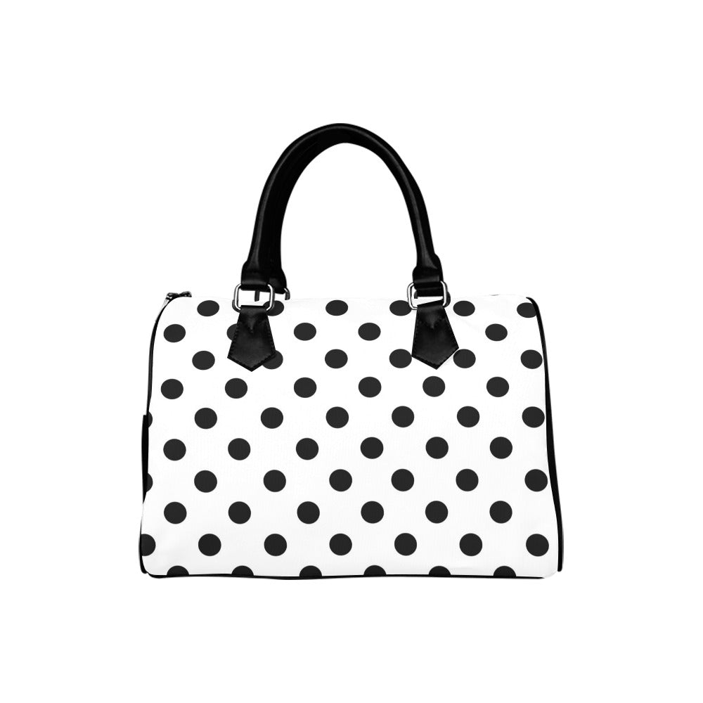 Marshmallow White Polka Dot Boston Handbag