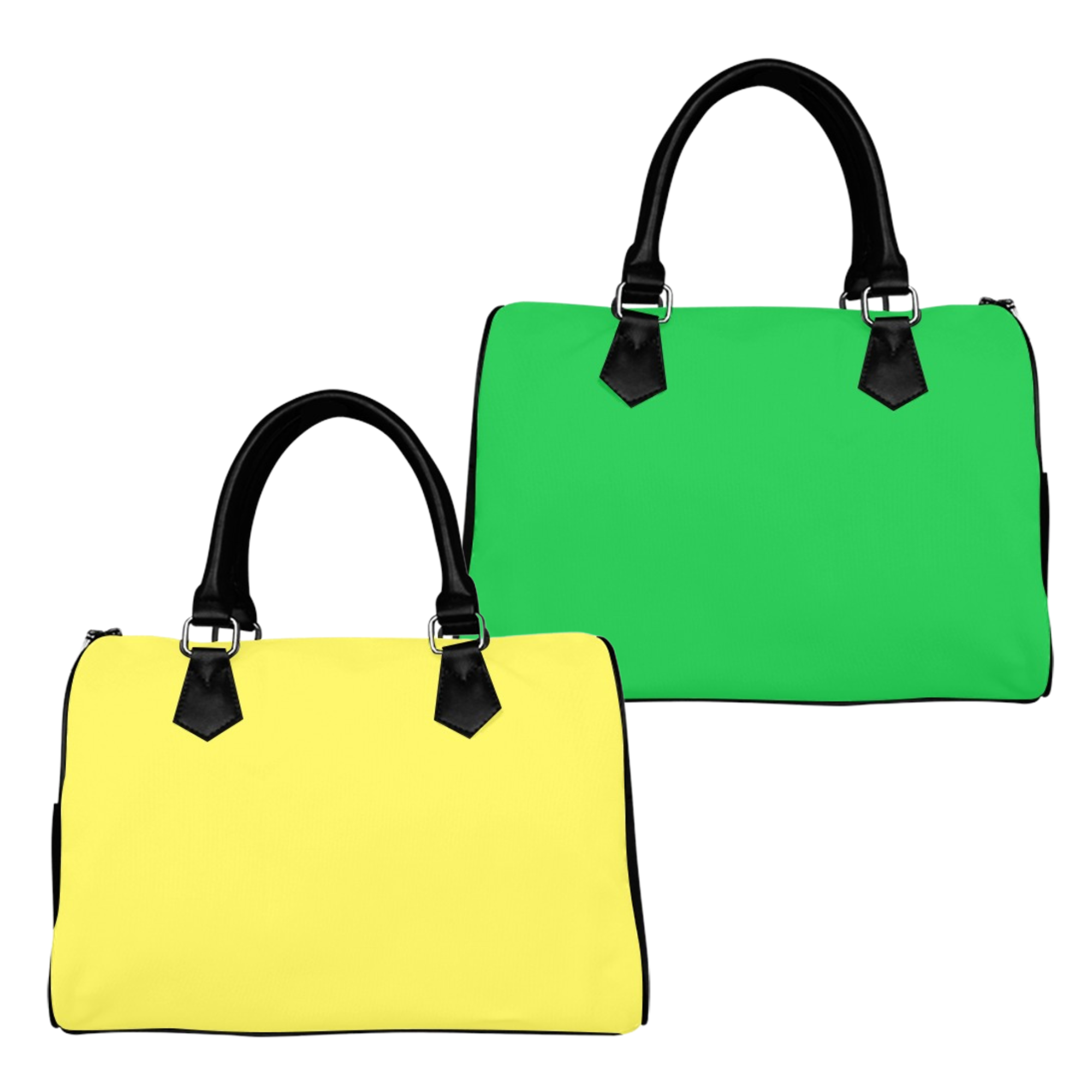 Yellow And Green Mismatch Boston Handbag - Offbeat Sweetie