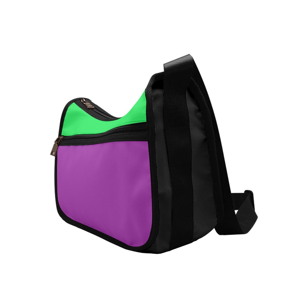 Green And Purple Mismatch Crossbody Bag - Offbeat Sweetie