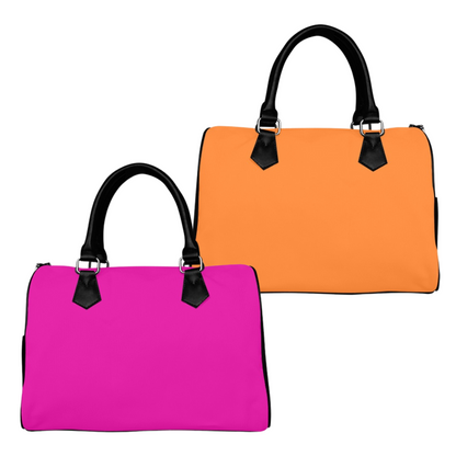 Pink And Orange Mismatch Boston Handbag - Offbeat Sweetie
