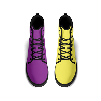 Yellow and Purple Mismatch Unisex Boots – Offbeat Sweetie