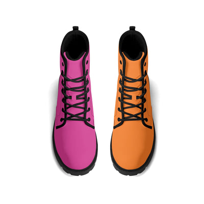 Pink And Orange Mismatch Unisex Boots – Offbeat Sweetie