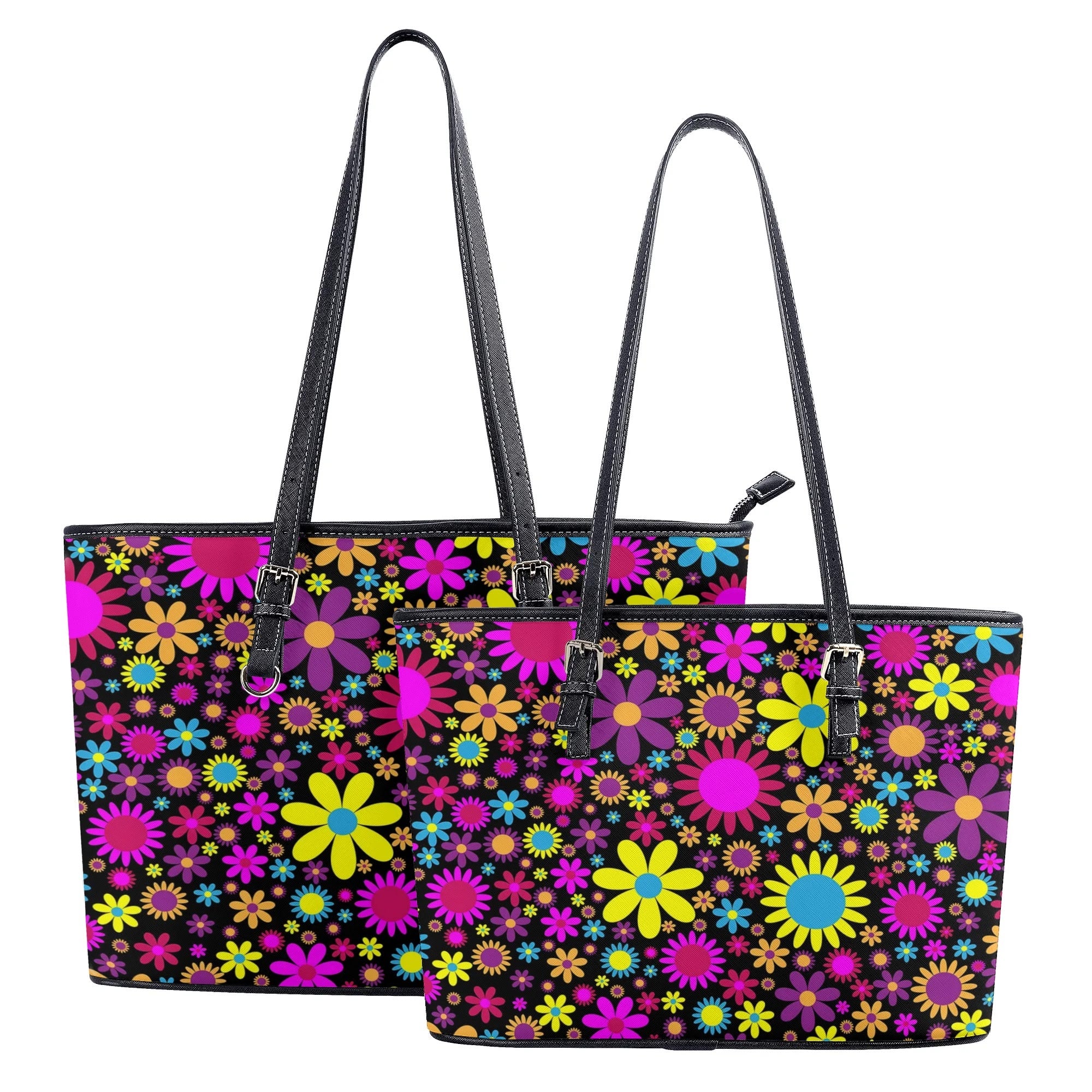 Funky Retro Flowers Tote Bag - Offbeat Sweetie