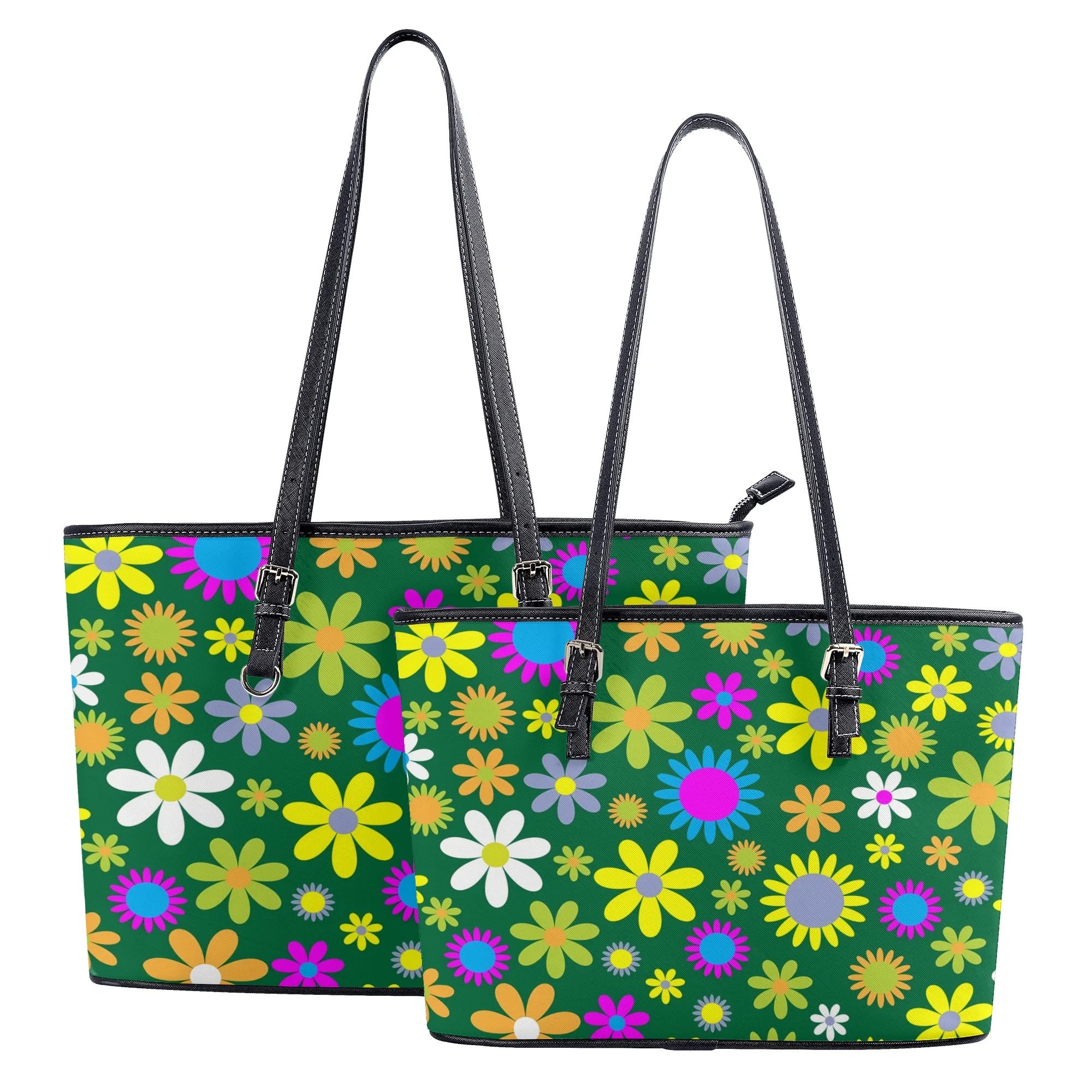 Green Retro Flowers Tote Bag - Offbeat Sweetie