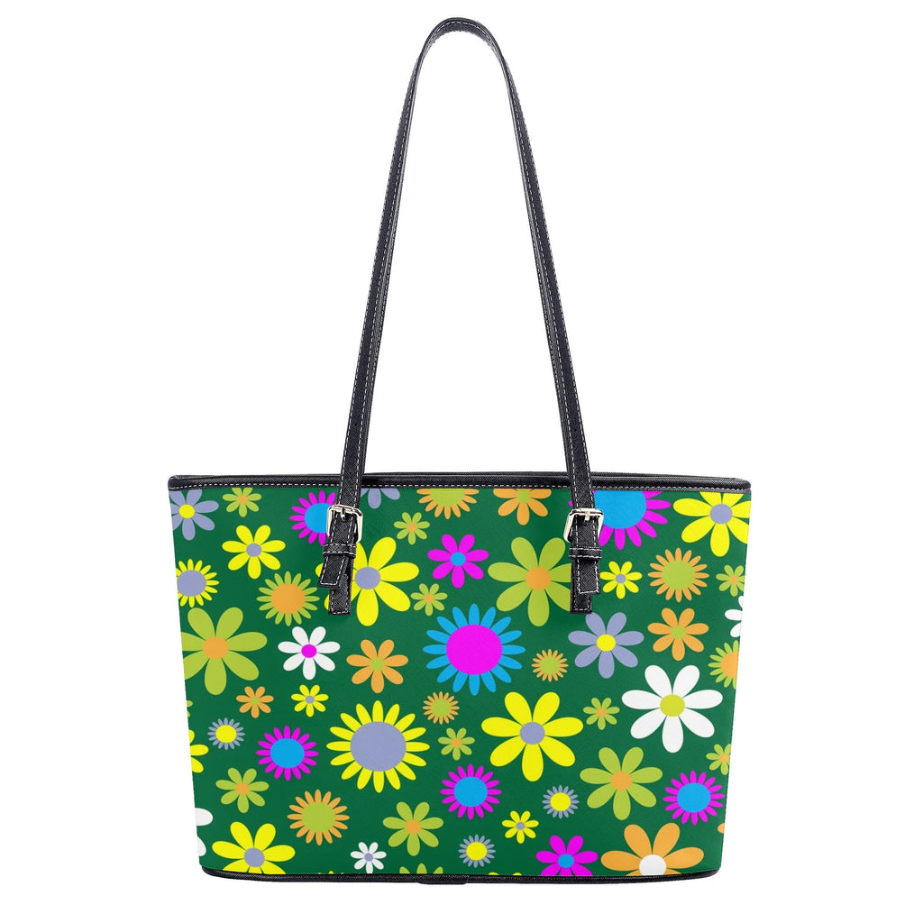 Green Retro Flowers Tote Bag - Offbeat Sweetie