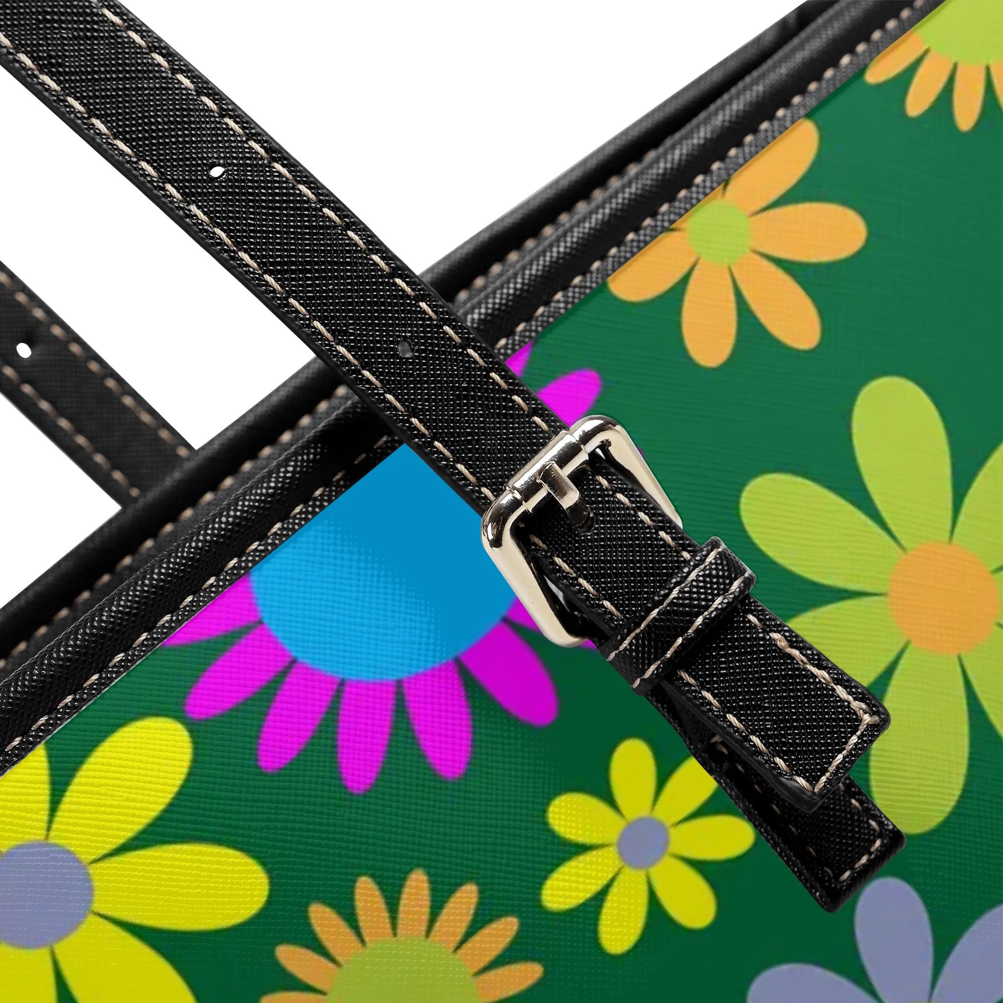 Green Retro Flowers Tote Bag - Offbeat Sweetie