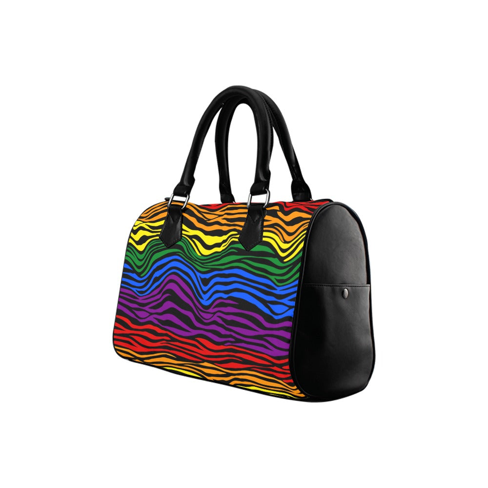 Rainbow Zebra Boston Handbag - Offbeat Sweetie