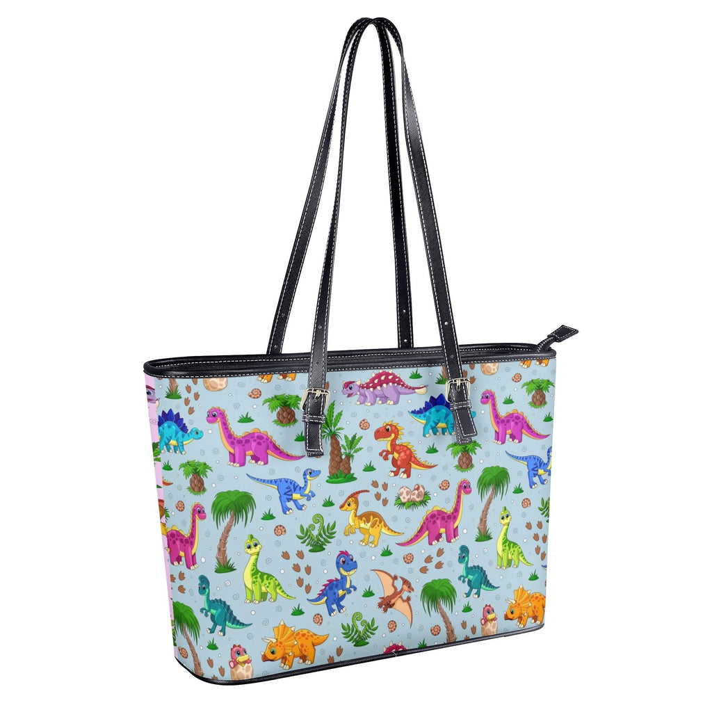 Pink And Blue Mismatched Baby Dinos Tote Bag - Offbeat Sweetie