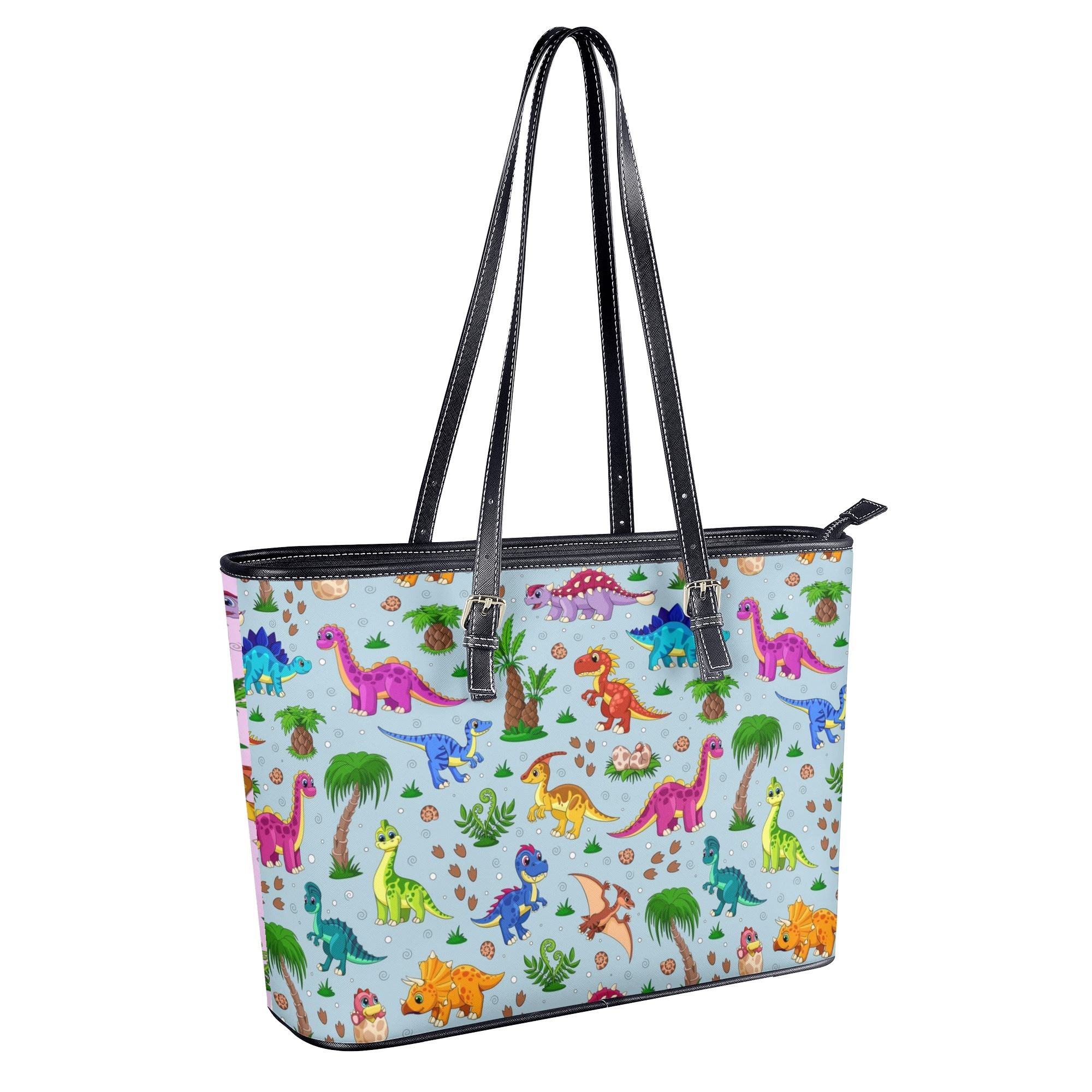 Pink And Blue Mismatched Baby Dinos Tote Bag - Offbeat Sweetie