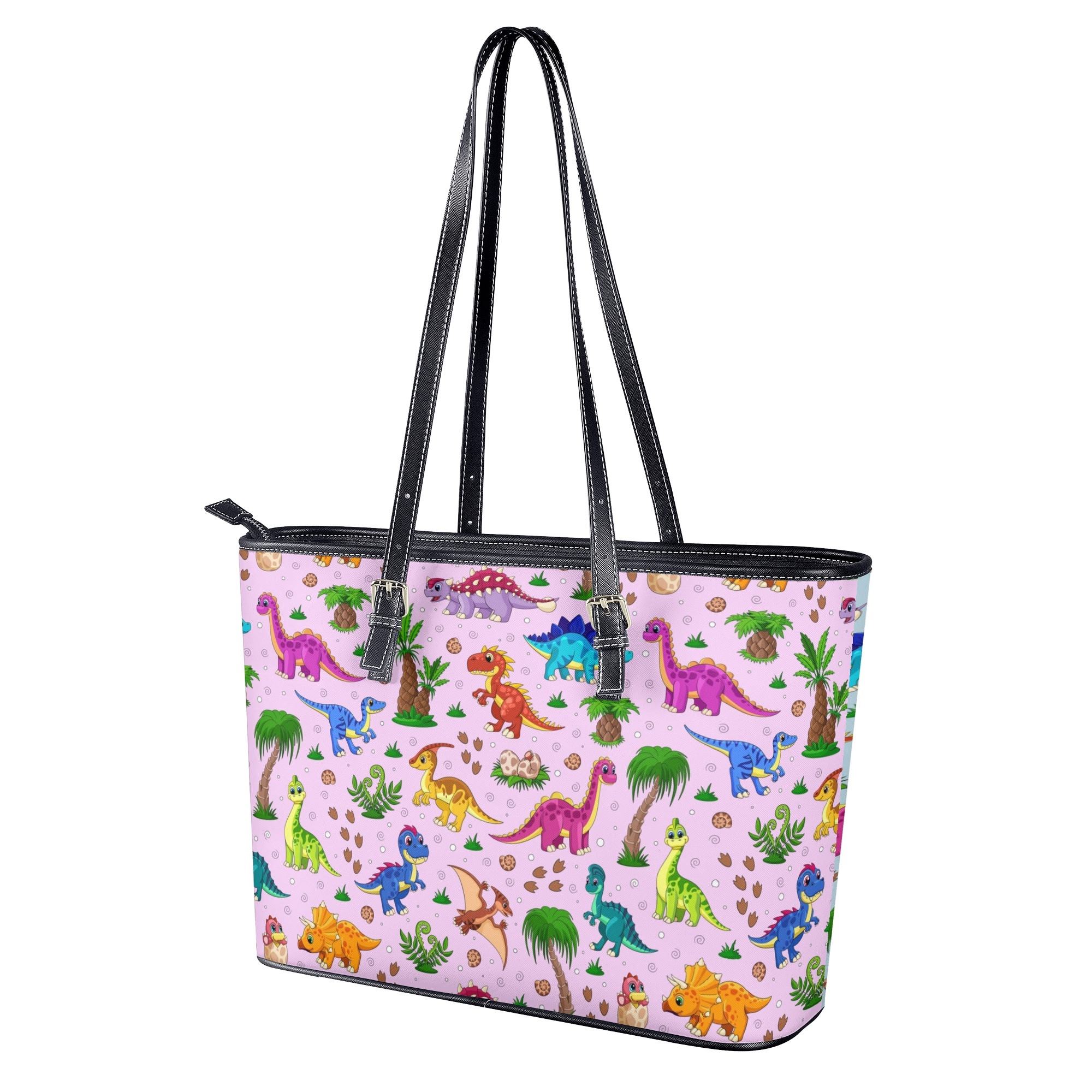 Pink And Blue Mismatched Baby Dinos Tote Bag - Offbeat Sweetie