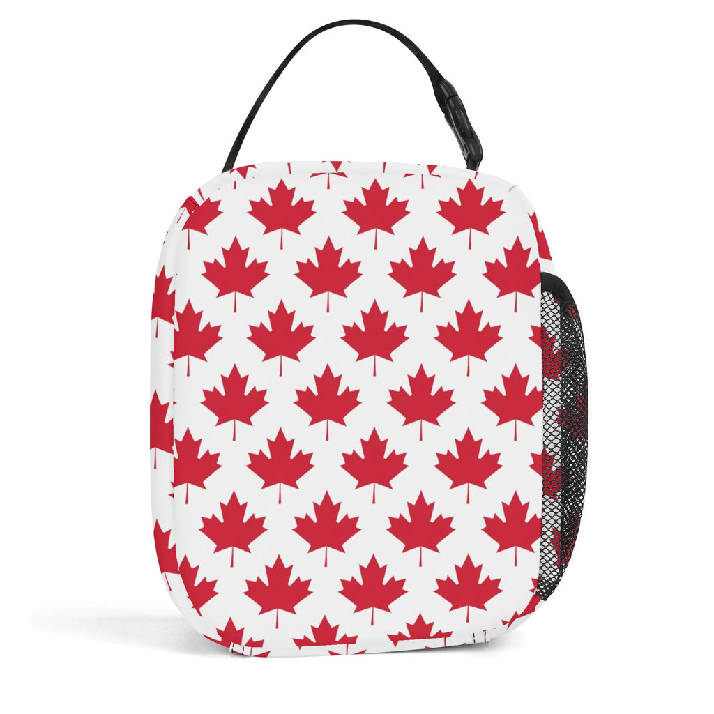Maple Leaves White Insulated Lunch Bag - Offbeat Sweetie