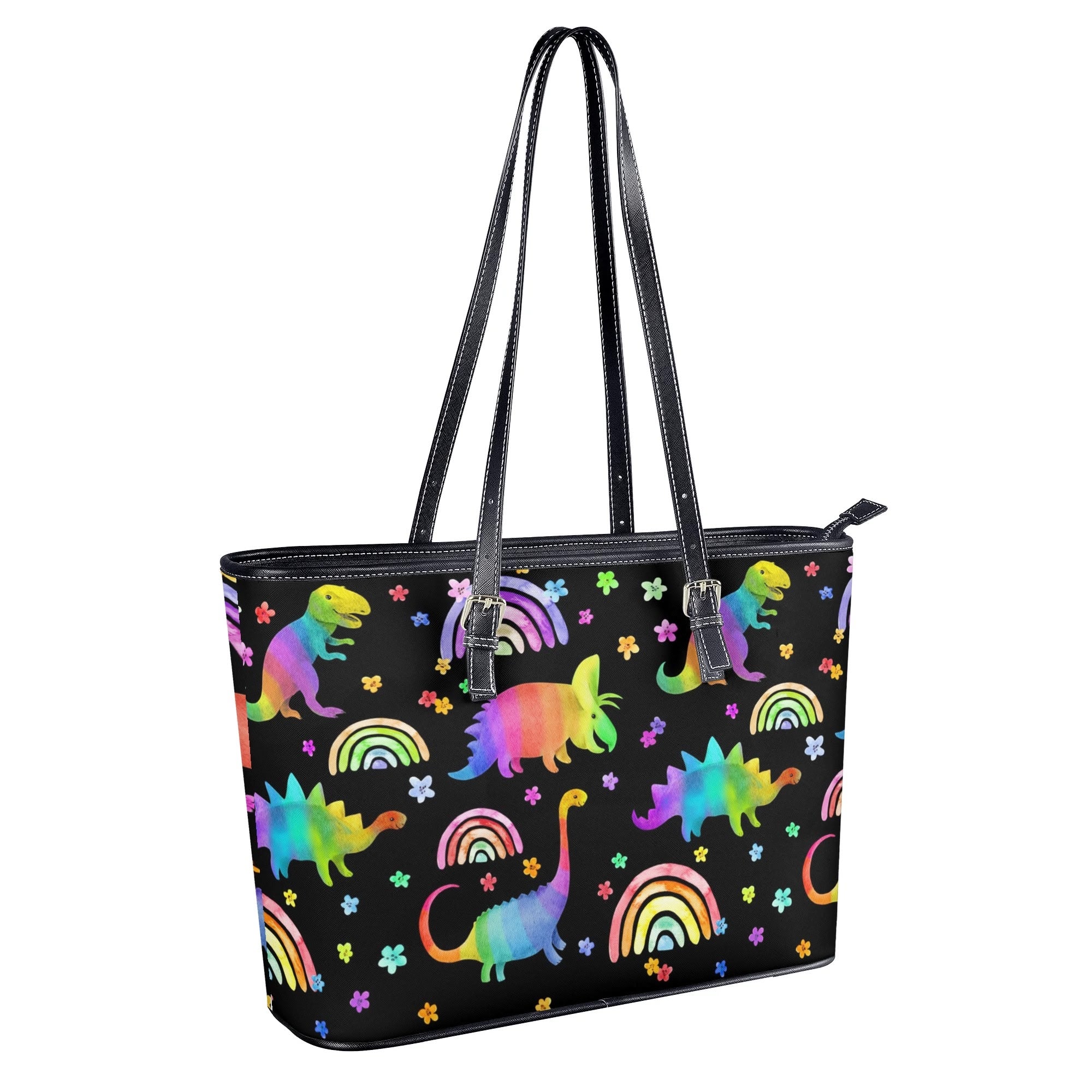 Rainbow Dinos Tote Bag - Offbeat Sweetie