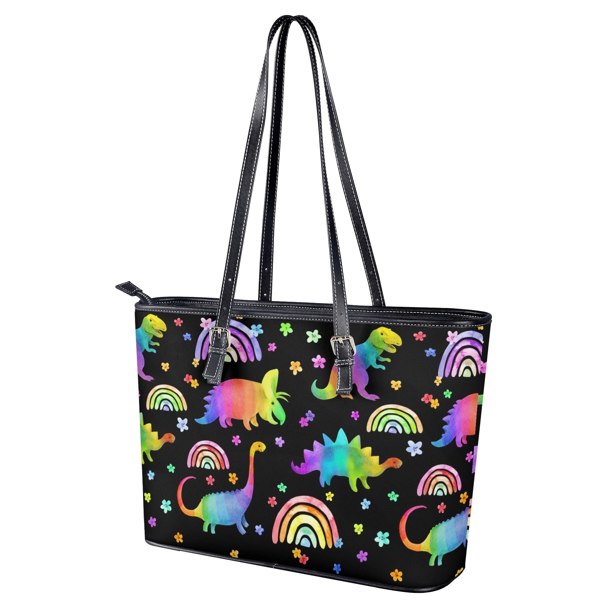 Rainbow Dinos Tote Bag - Offbeat Sweetie
