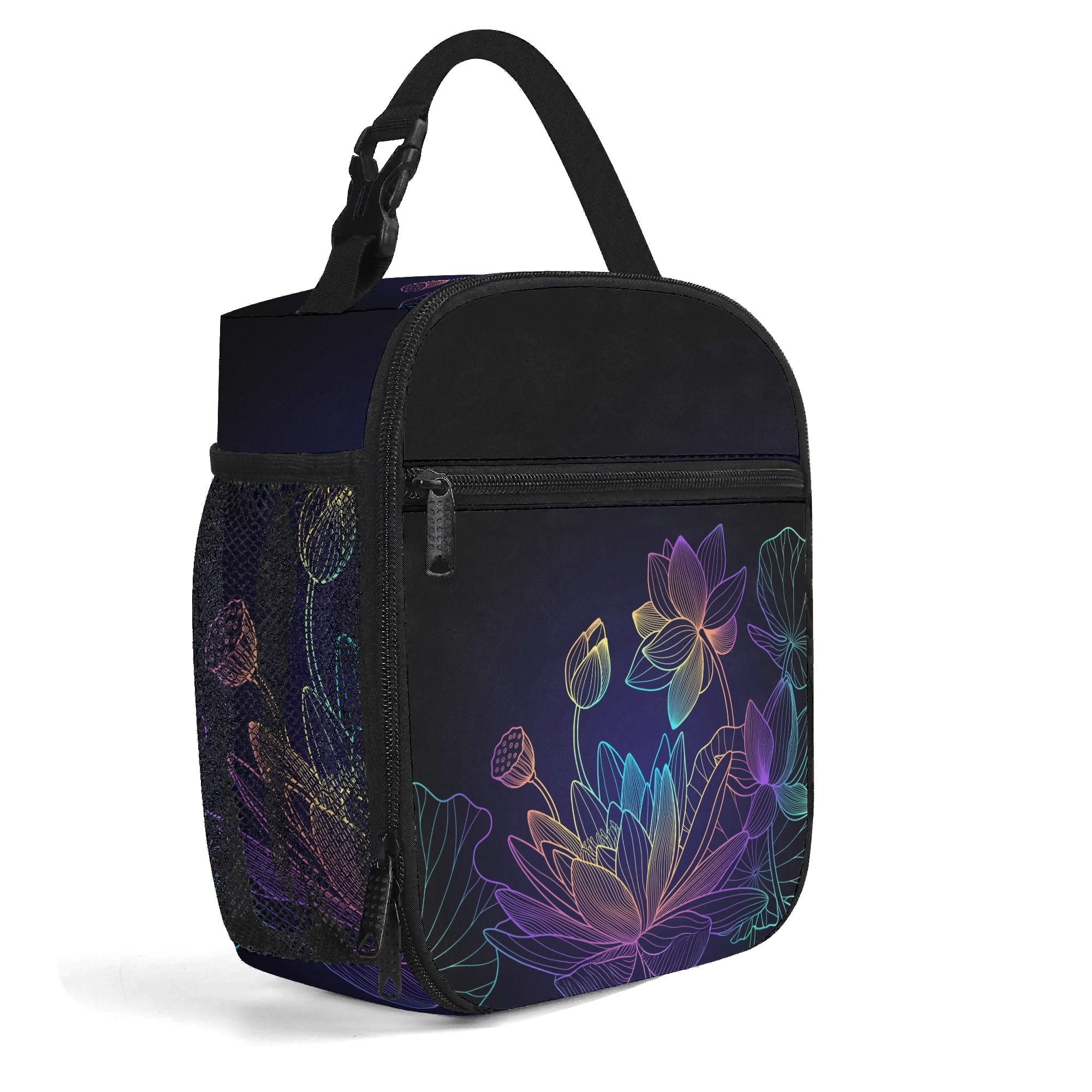 Rainbow Lotus Flowers Insulated Lunch Bag - Offbeat Sweetie