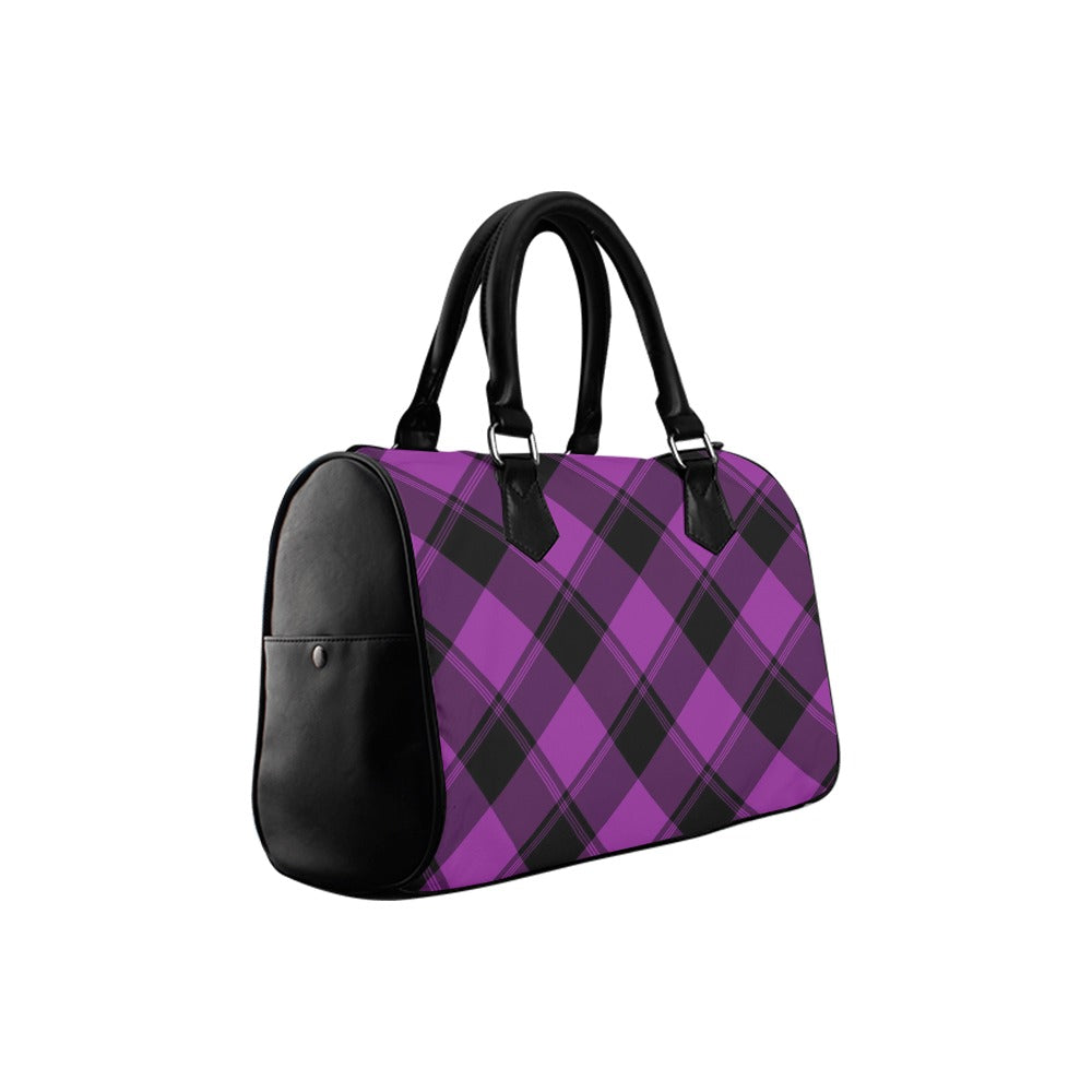 Purple Reign Plaid Boston Handbag
