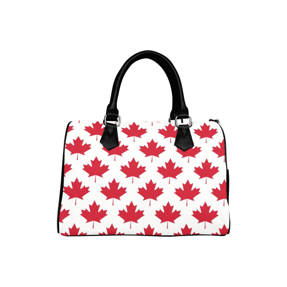 Maple Leaves White Boston Handbag - Offbeat Sweetie