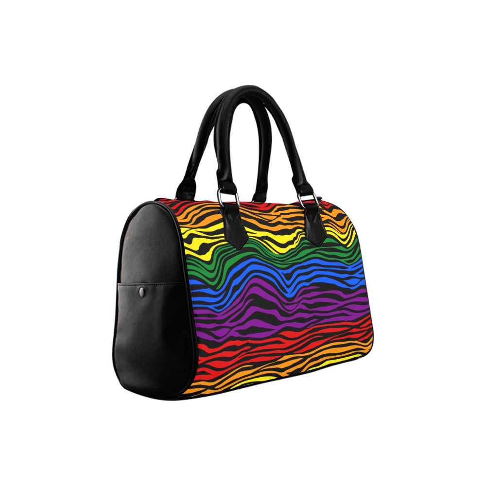 Rainbow Zebra Boston Handbag - Offbeat Sweetie