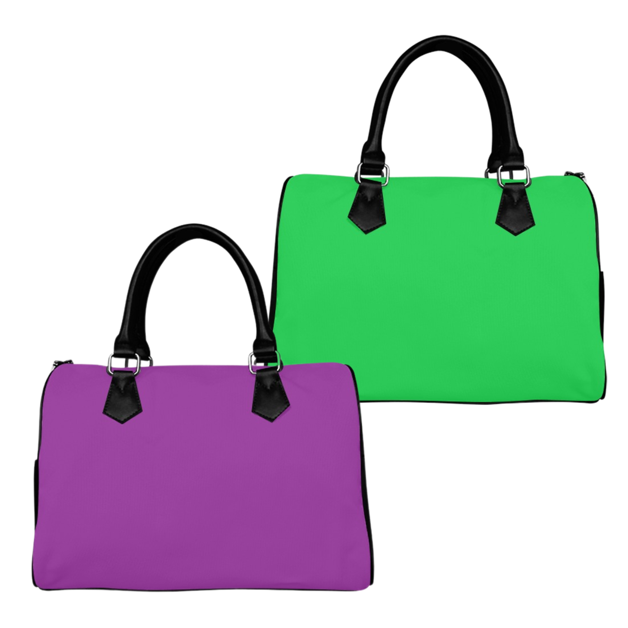 Green And Purple Mismatch Boston Handbag - Offbeat Sweetie