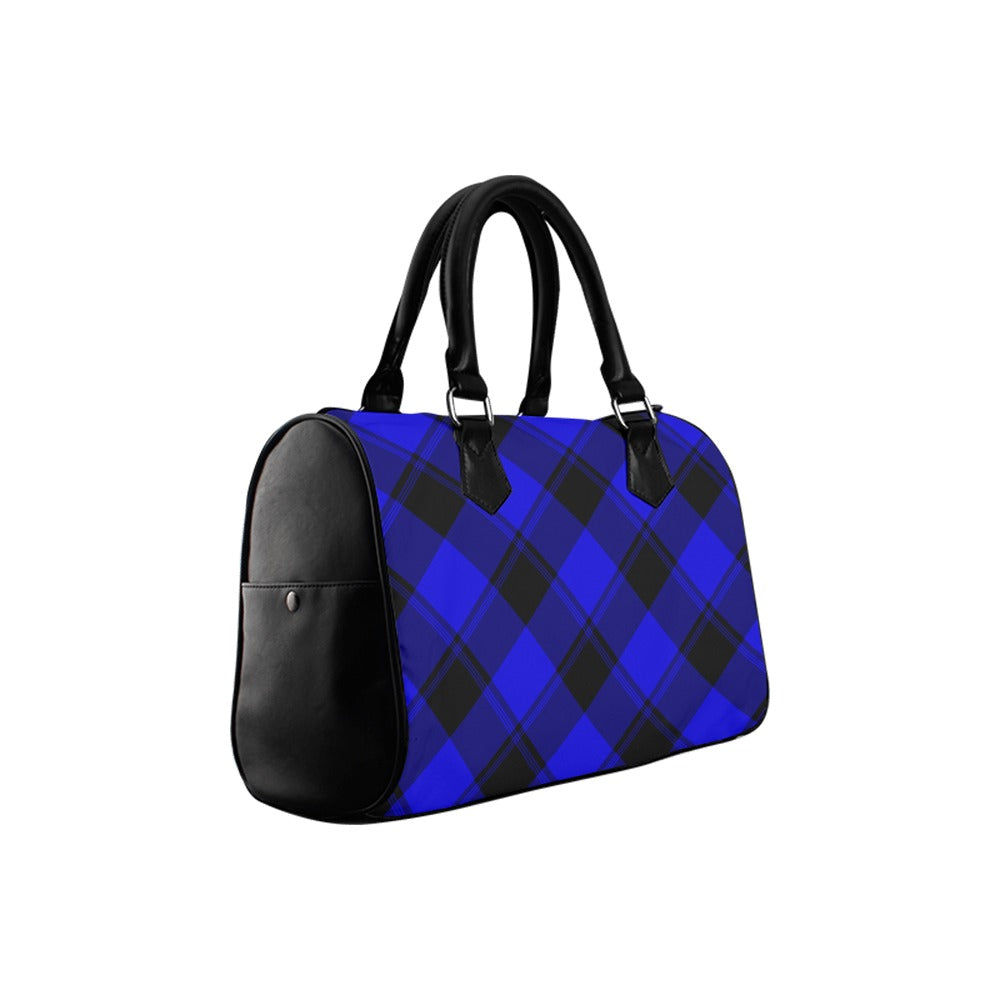 Vivid Blue Plaid Boston Handbag