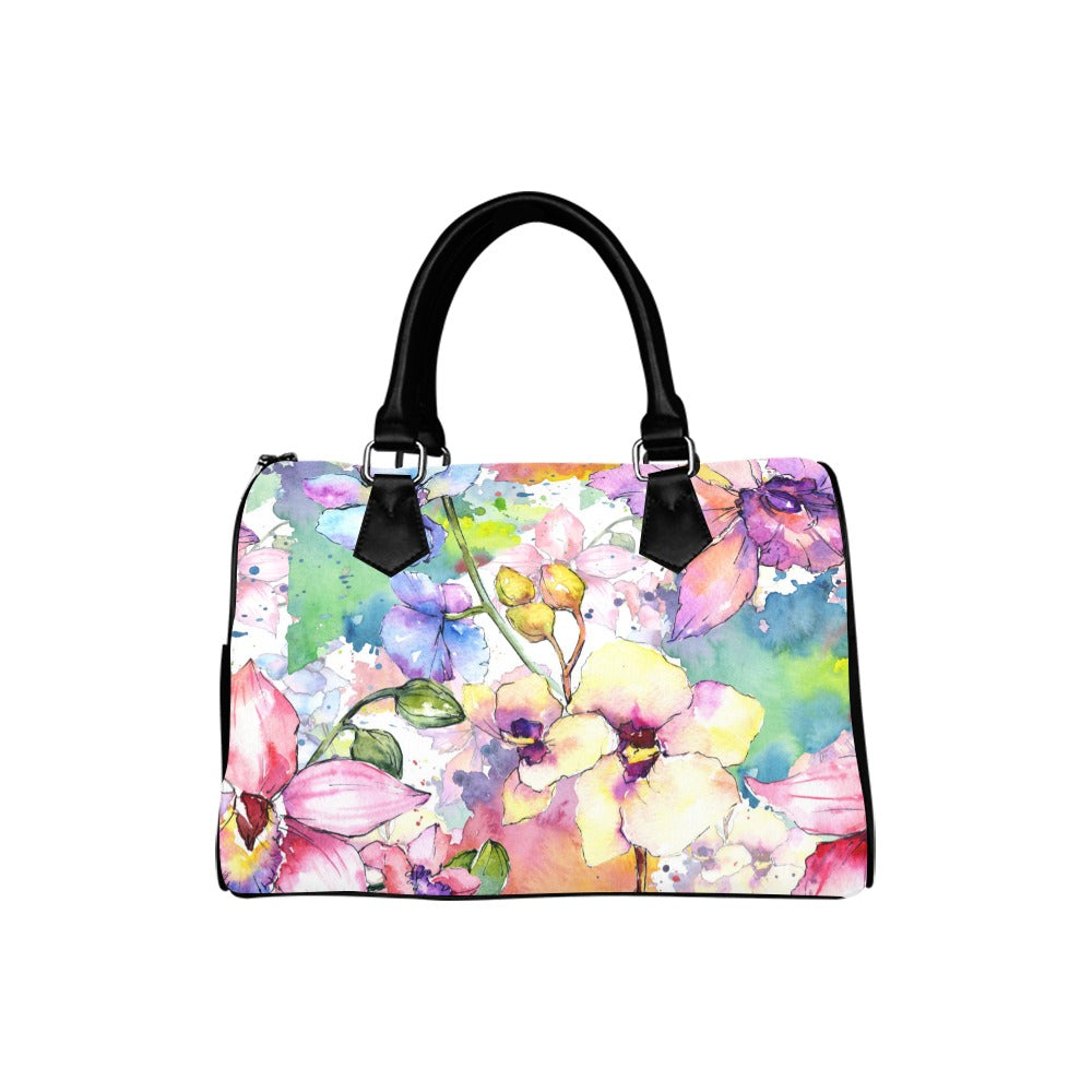 Watercolour Flowers Boston Handbag - Offbeat Sweetie
