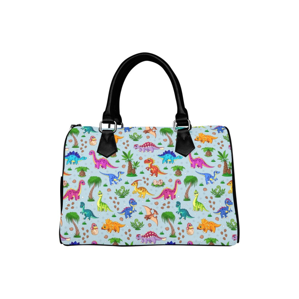 Pink And Blue Mismatched Baby Dinos Boston Handbag - Offbeat Sweetie