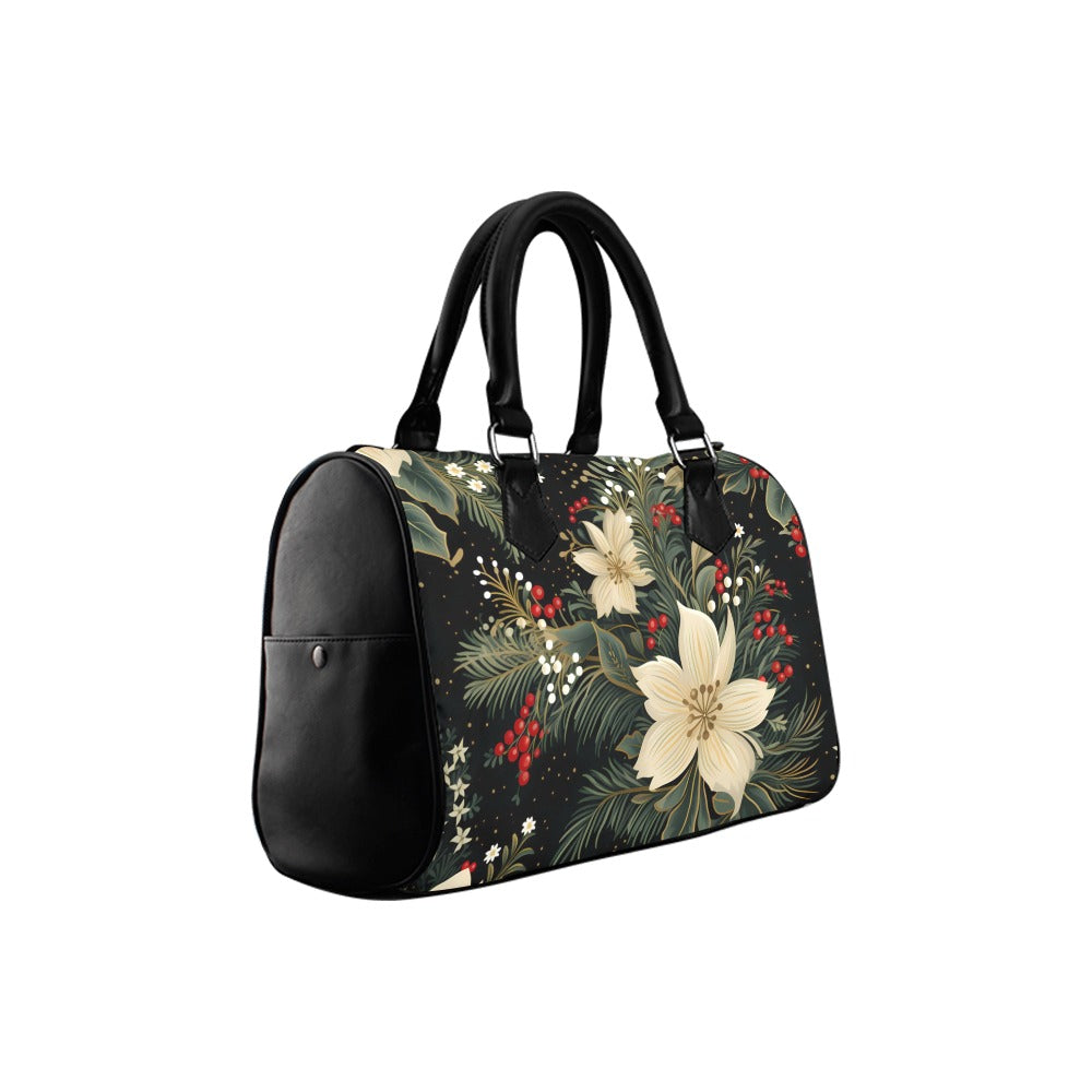 Christmas Flora Boston Handbag - Offbeat Sweetie