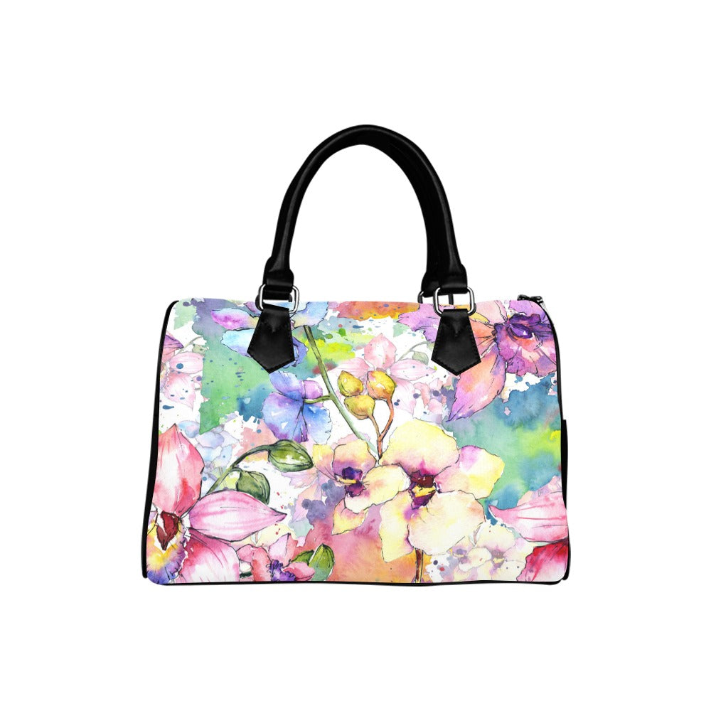 Watercolour Flowers Boston Handbag - Offbeat Sweetie