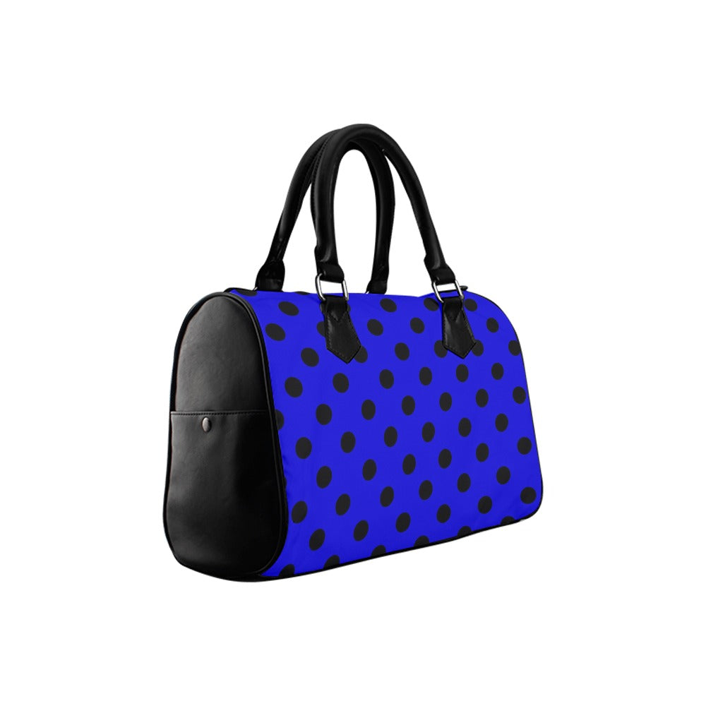 Vivid Blue Polka Dot Boston Handbag