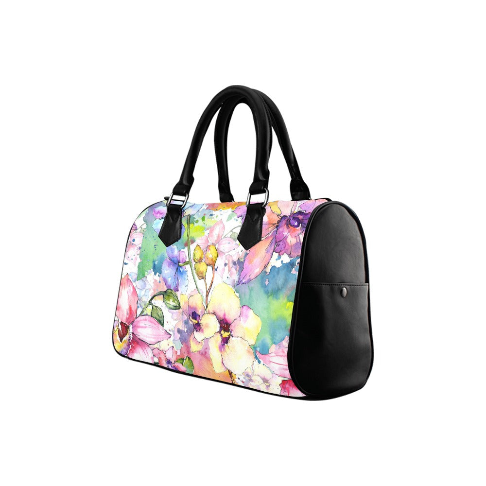 Watercolour Flowers Boston Handbag - Offbeat Sweetie