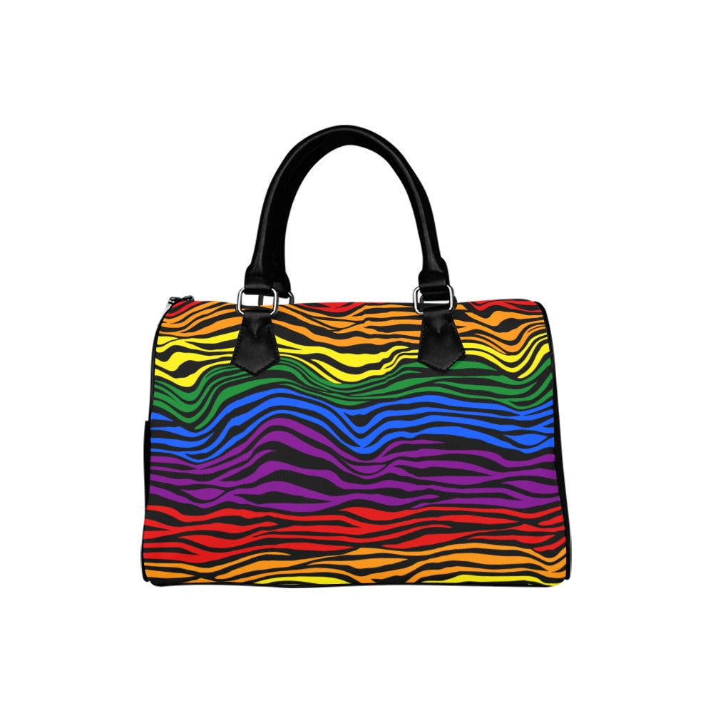 Rainbow Zebra Boston Handbag - Offbeat Sweetie