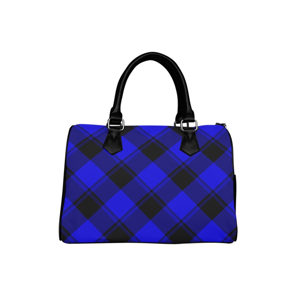 Vivid Blue Plaid Boston Handbag