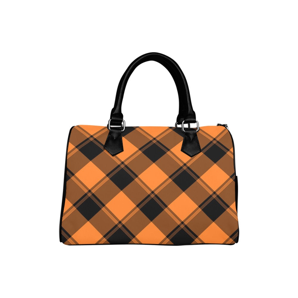 Pumpkin Pop Plaid Boston Handbag