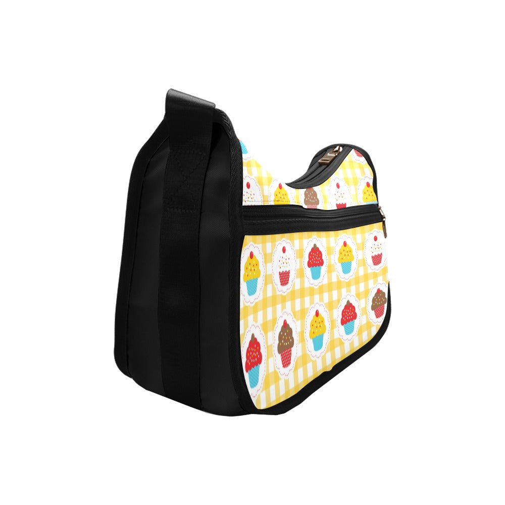 Yellow Gingham Cupcakes Crossbody Bag
