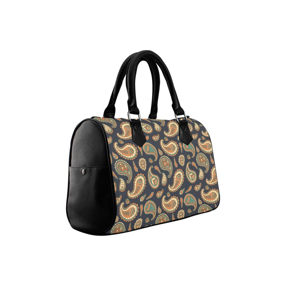 Retro Paisley Boston Handbag - Offbeat Sweetie