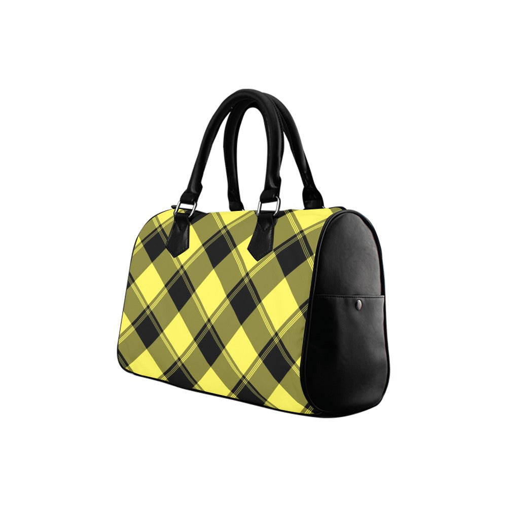 Sunny Yellow Plaid Boston Handbag
