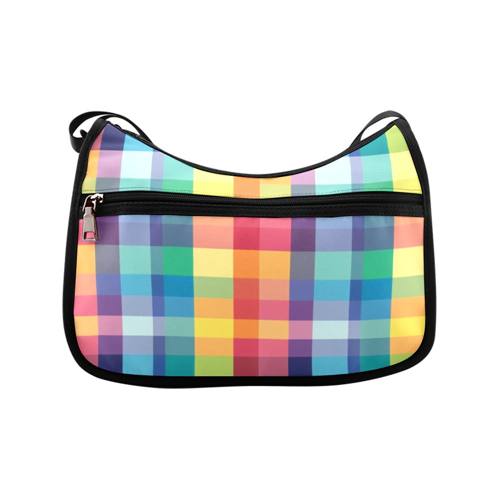 Happy Rainbow Plaid Crossbody Bag