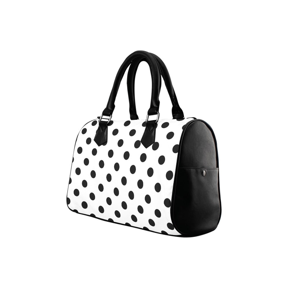 Marshmallow White Polka Dot Boston Handbag