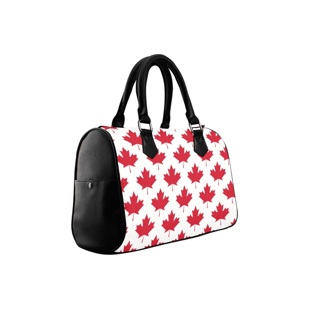 Maple Leaves White Boston Handbag - Offbeat Sweetie